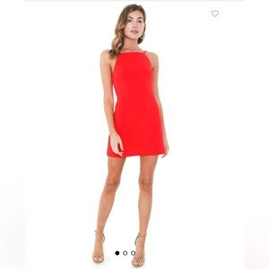 Whisper Square Neck Strappy Dress in Red Size 8